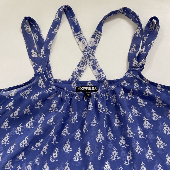 Express Sheer Blouse Tank Top‎ Fairy Floral Y2K BOHO Medium - Picture 2 of 8